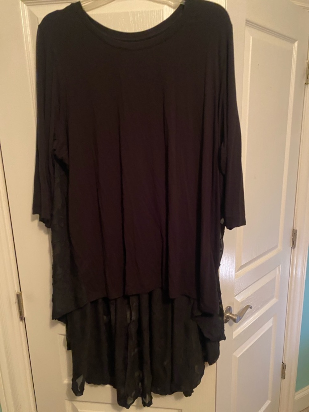 Roaman's Black Layered Tunic Top